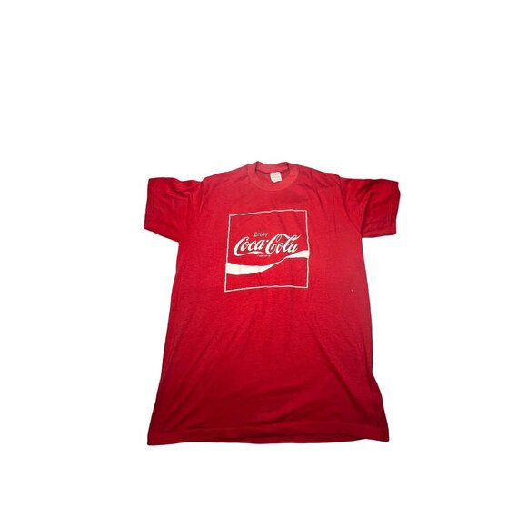 Vintage 1980 Single Stitch Coca-Cola Olympics Red T-Shirt Large - Picture 1 of 6